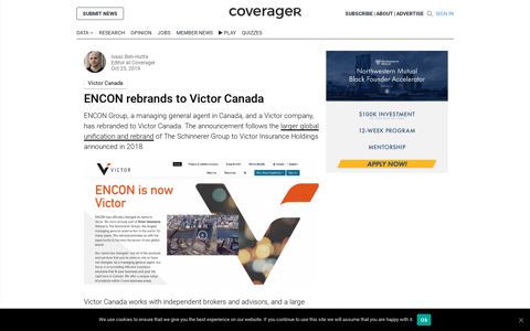 ENCON rebrands to Victor Canada - Coverager
