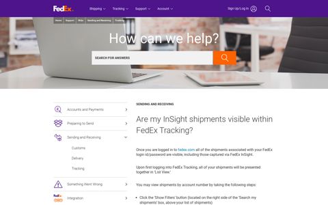 Are my InSight shipments visible within FedEx Tracking ...