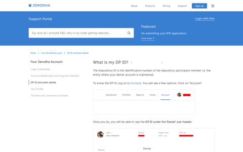 What is my DP ID? - Zerodha – Support Portal