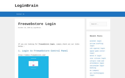 Freewebstore - Login To Freewebstore Control Panel