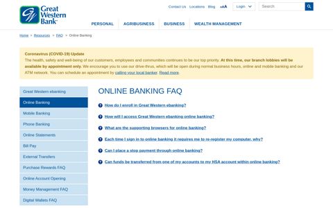 Online Banking FAQ | Great Western Bank