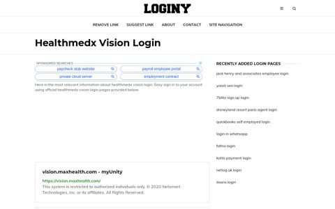 Healthmedx Vision Login ✔️ One Click Login - Loginy