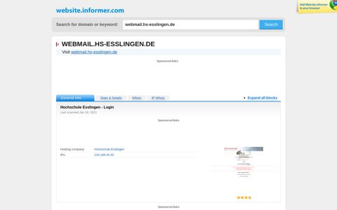 webmail.hs-esslingen.de at WI. Hochschule Esslingen - Login