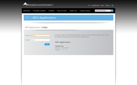 RSO Application - Eastern Illinois University