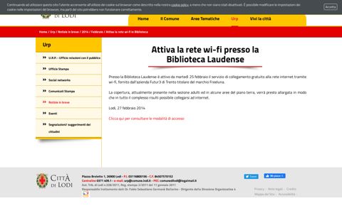 Attiva la rete wi-fi in Biblioteca - Comune di Lodi