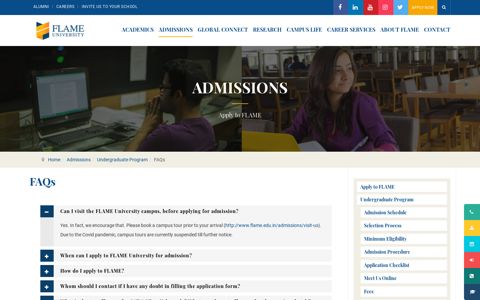 FAQs - Undergraduate | Admissions | FLAME University