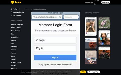 Member Login Form Enter username and password ... - iFunny