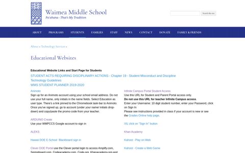 Educational Websites - Waimea Middle School