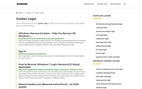 Geeker Login ❤️ One Click Access
