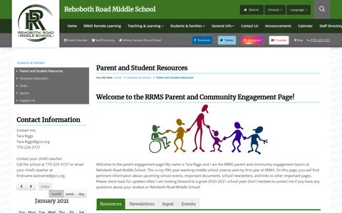 Parent and Student Resources - Rehoboth Road Middle School