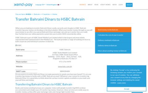 Xendpay Transfer Bahraini Dinars to HSBC Bahrain - Xendpay