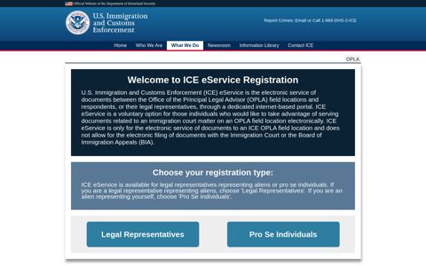 ICE eService Registration - Home