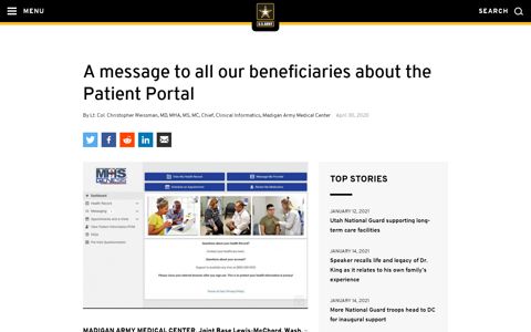 A message to all our beneficiaries about the Patient Portal ...