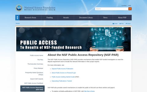 About the NSF Public Access Repository (NSF-PAR)