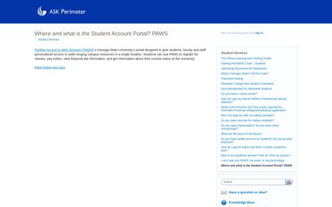 Where and what is the Student Account Portal? PAWS ...