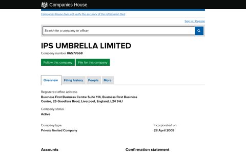 IPS UMBRELLA LIMITED - Overview (free company ...