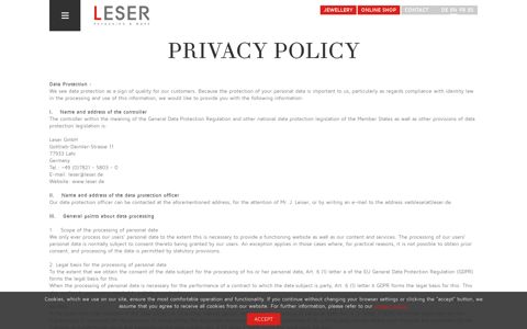 Data Protection Declaration | Leser GmbH
