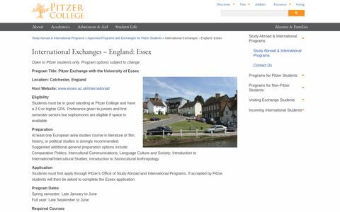 Univ. of Essex, England | Study Abroad - Pitzer College