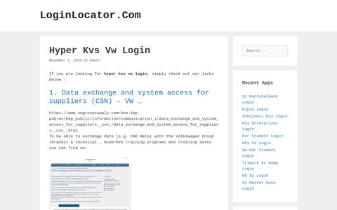 Hyper Kvs Vw Login - LoginLocator.Com