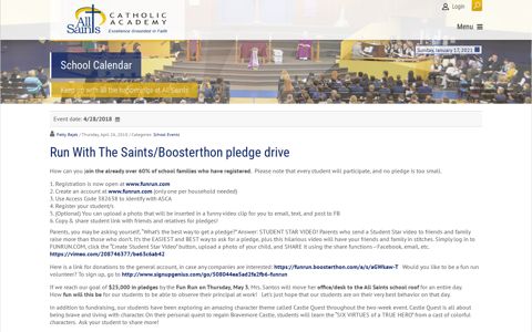 Run With The Saints/Boosterthon pledge drive