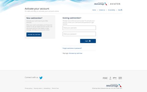 Activate your account - Aviator Mastercard