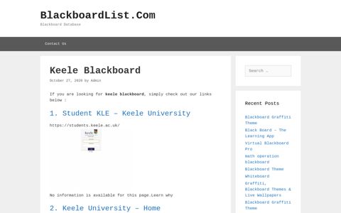 Keele Blackboard - BlackboardList.Com