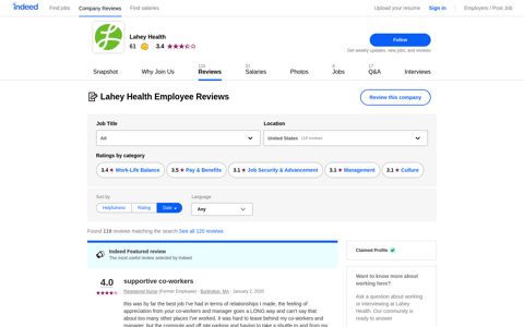 Working at Lahey Health: 118 Reviews | Indeed.com