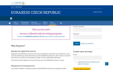 Login/Register | EURAXESS Czech Republic