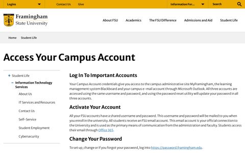 Access Your Campus Account - Framingham State University