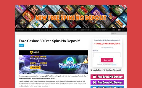 Enzo Casino: 30 Free Spins No Deposit!