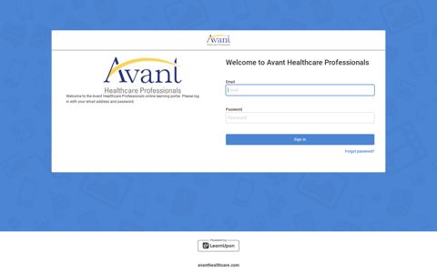 Avant Healthcare Professionals: Sign in