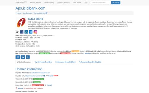 Aps.icicibank.com | 5 years, 212 days left - Site-Stats .ORG