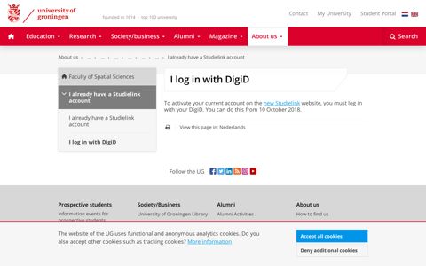 I log in with DigiD | Bachelor student | University of Groningen