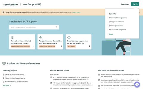 ServiceNow - Now Support (HI)