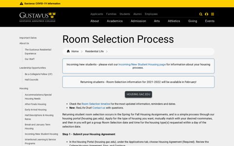 Room Selection Process | Residential Life
