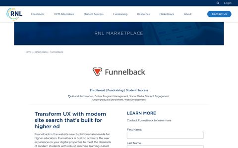 Funnelback | Website Search for Higher Ed | RNL Marketplace