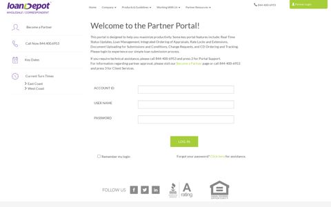 Partner Portal Login - loanDepot Wholesale