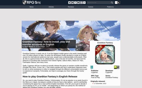 Granblue Fantasy: how to install, play and transfer accounts in ...