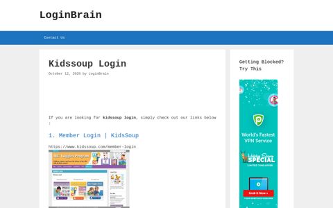 Kidssoup - Member Login | Kidssoup - LoginBrain