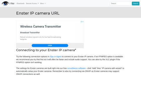 Connect to Enster IP cameras