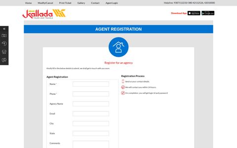 Agent Registration - Kallada Travels