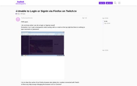 Unable to LogIn or SignIn via Firefox on Twitch.tv - Help / Off ...