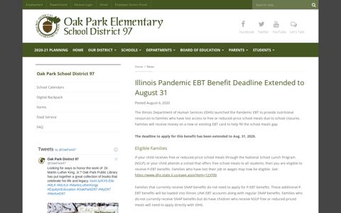 Illinois Pandemic EBT Benefit Deadline Extended to August 31