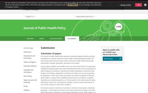 For Authors / Submission | Journal of Public Health Policy ...