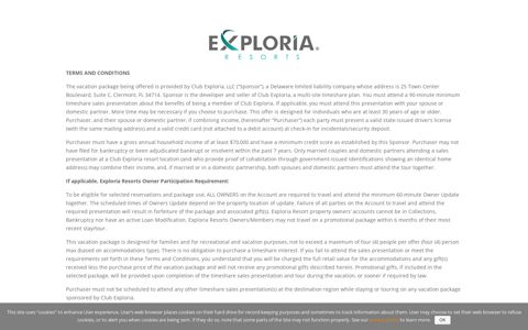 EXPLORIA VACATIONS: Terms & Conditions