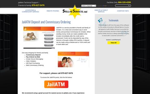 JailATM Deposit and Commissary Ordering - Stellar Services
