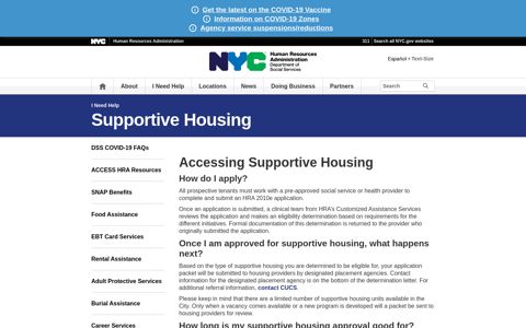 Accessing Supportive Housing - HRA - NYC.gov