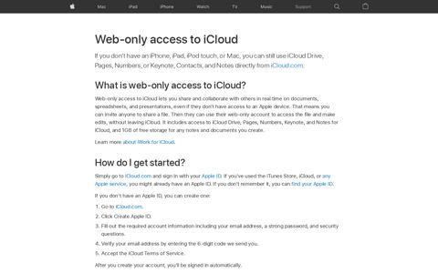 Web-only access to iCloud - Apple Support
