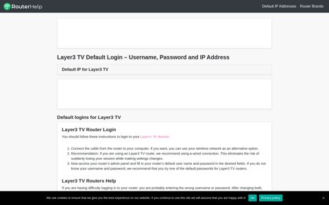 Layer3 TV Default Router Login and Password - Router Help