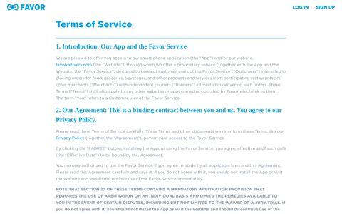 Terms of Service | Favor Delivery